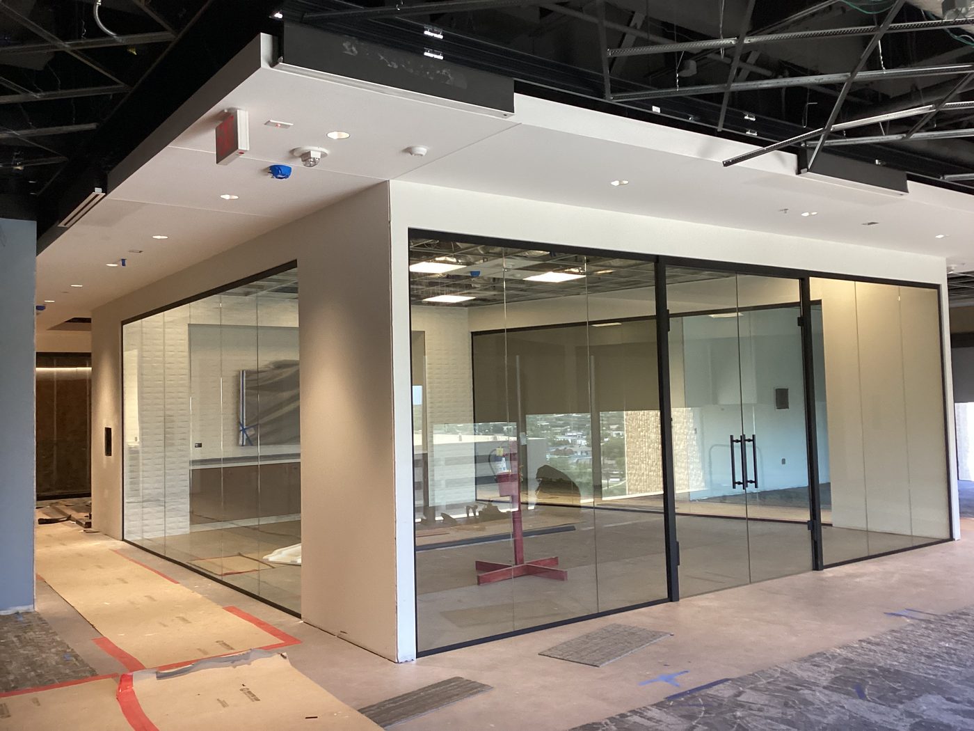 Glass office front installation